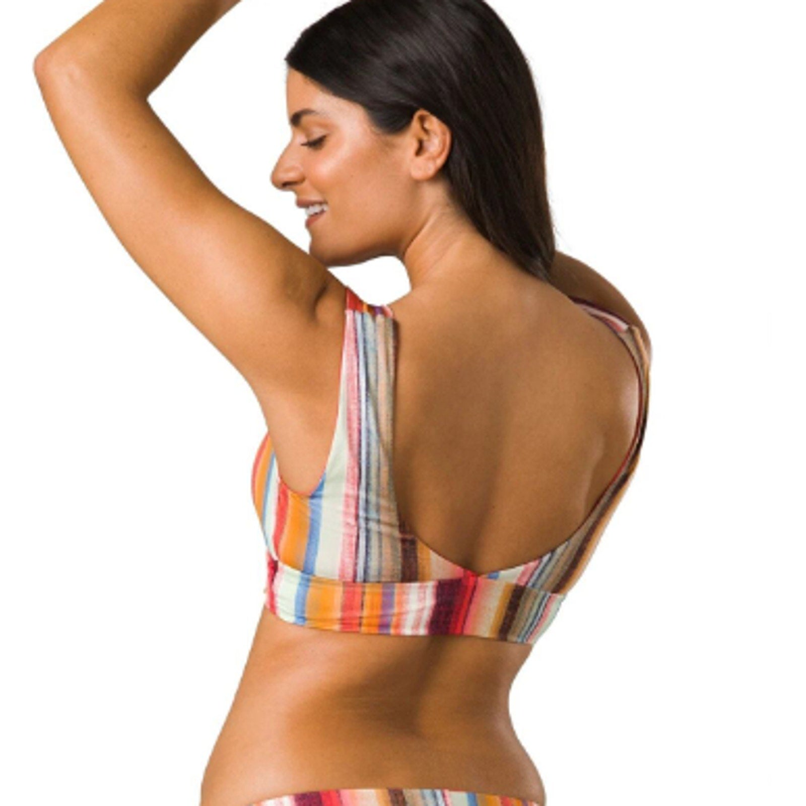 PRANA Women's Under The Palms Bikini Top XL Gold Baja Stripe Twist Front NWT