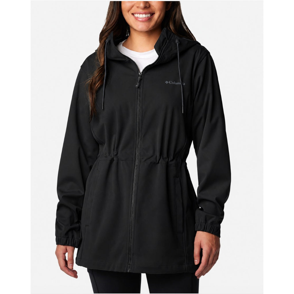 COLUMBIA Women's Rose Winds Softshell Jacket Medium Black Hooded Long Sleeve NWT