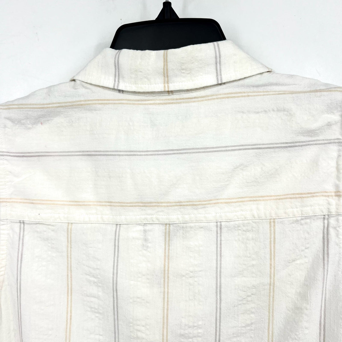 TOMMY BAHAMA Womens Palm View Popover Top Small White Linen-Blend Striped NWT