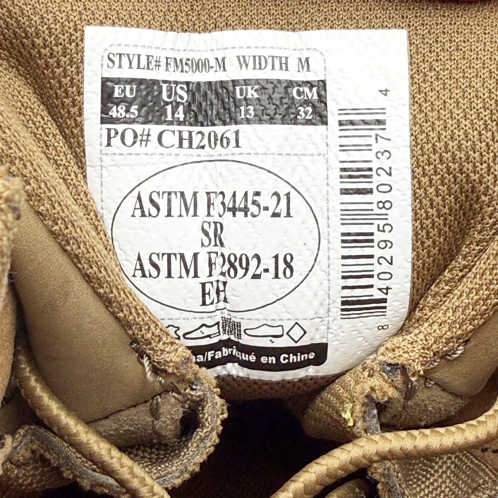 Carhartt Mens Millbrook Wedge Boots US 14 M Khaki Tan Leather Waterproof NIB