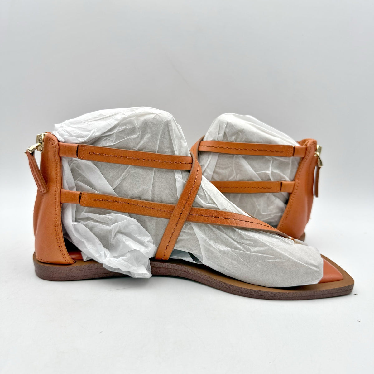 Vince Camuto Womens Brenndie Gladiator Sandals Size 6 M Orange Leather NIB