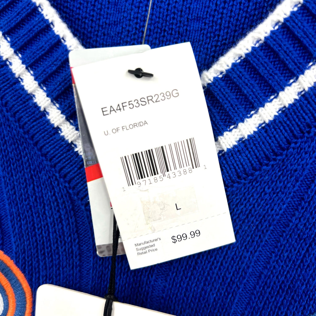 WEAR BY ERIN ANDREWS Florida Gators V Neck Sweater Large Blue Long Sleeve NWT