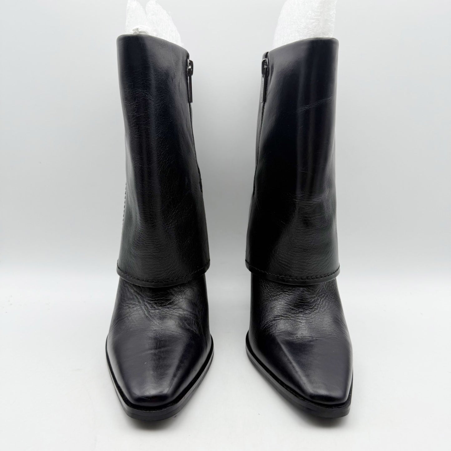 Vince Camuto Womens Alolison Foldover Mid-Calf Bootie 5.5 M Black Leather NWOB