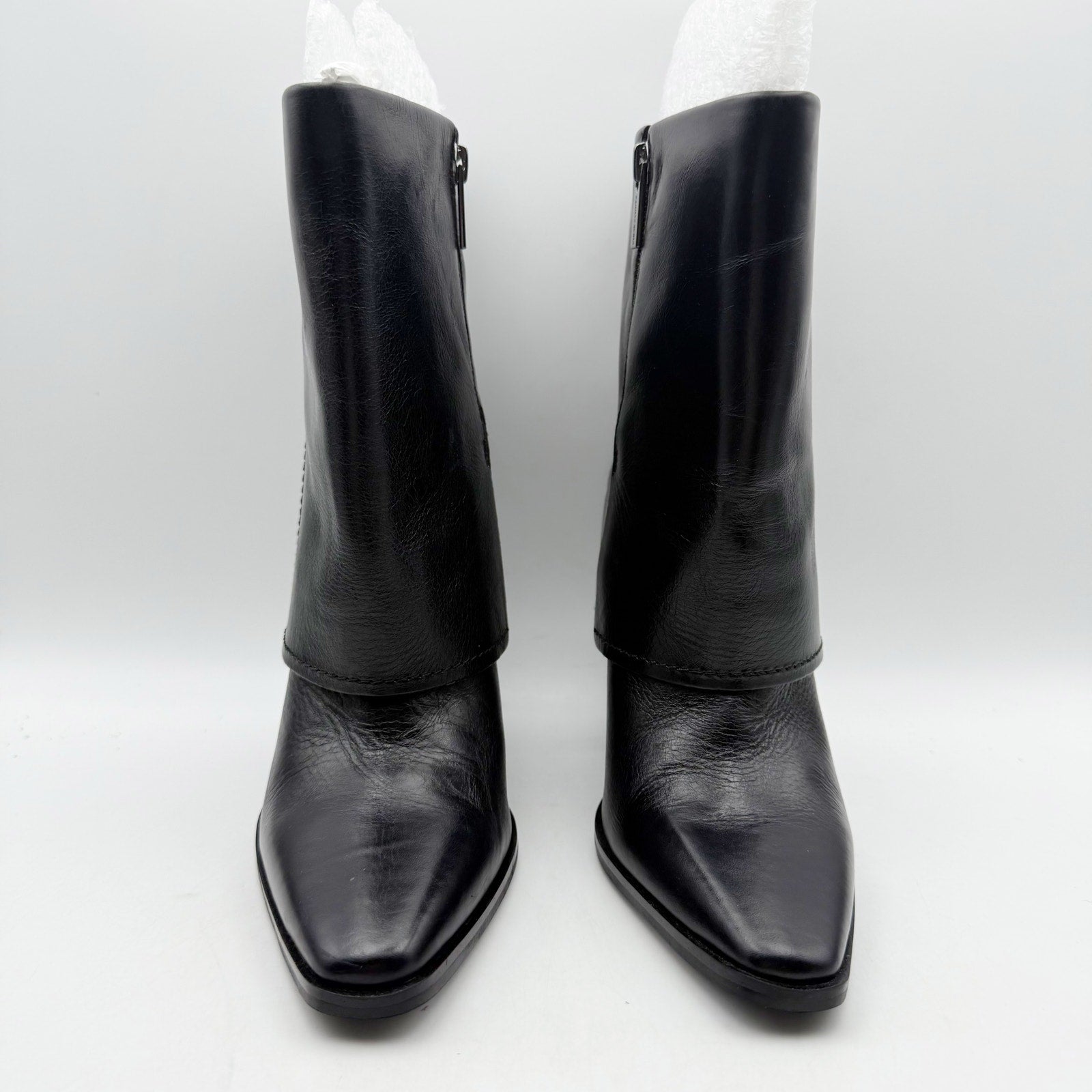 Vince Camuto Womens Alolison Foldover Mid-Calf Boots 5.5 M Black Leather NWOB