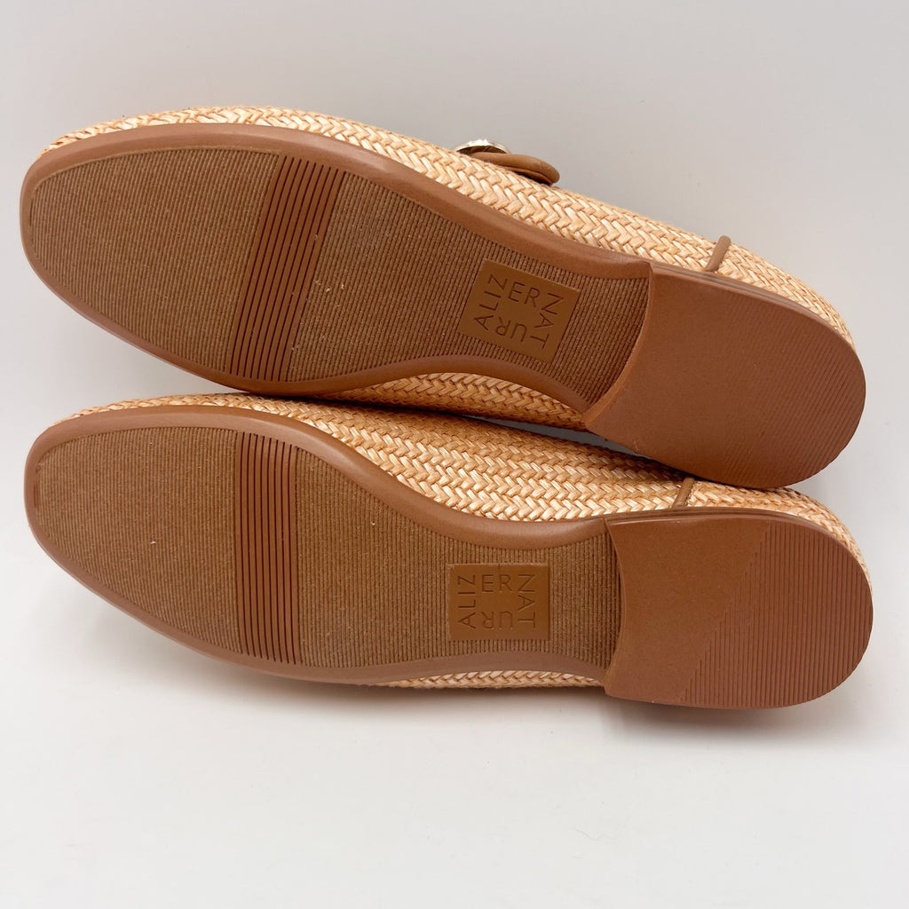 Naturalizer Womens Kelly4 Mary Jane Flats Size 6.5 EU 36.5 Brown Tan Woven NWOB