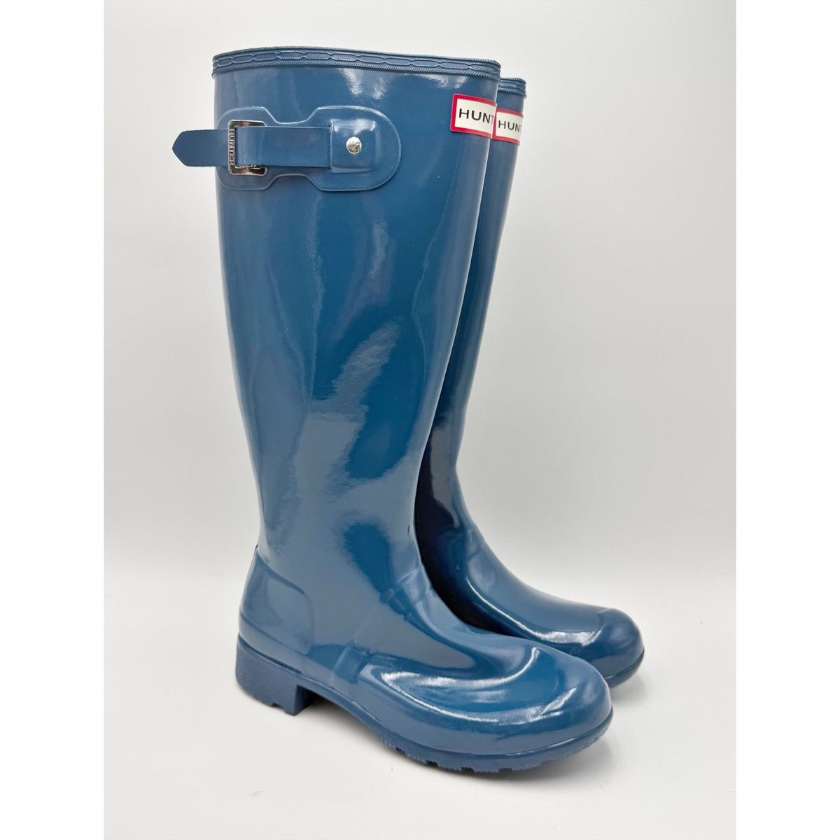 Hunter Womens Original Tall Gloss Rain Boots Size 7 EU 38 Blue Waterproof NWOB