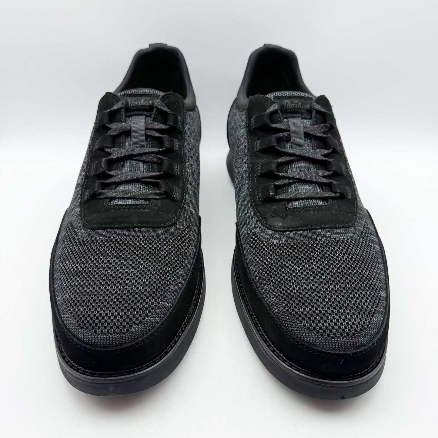 Florsheim Mens Launch Elastic Lace Sneakers US 13 Wide Black Knit Slip On NIB