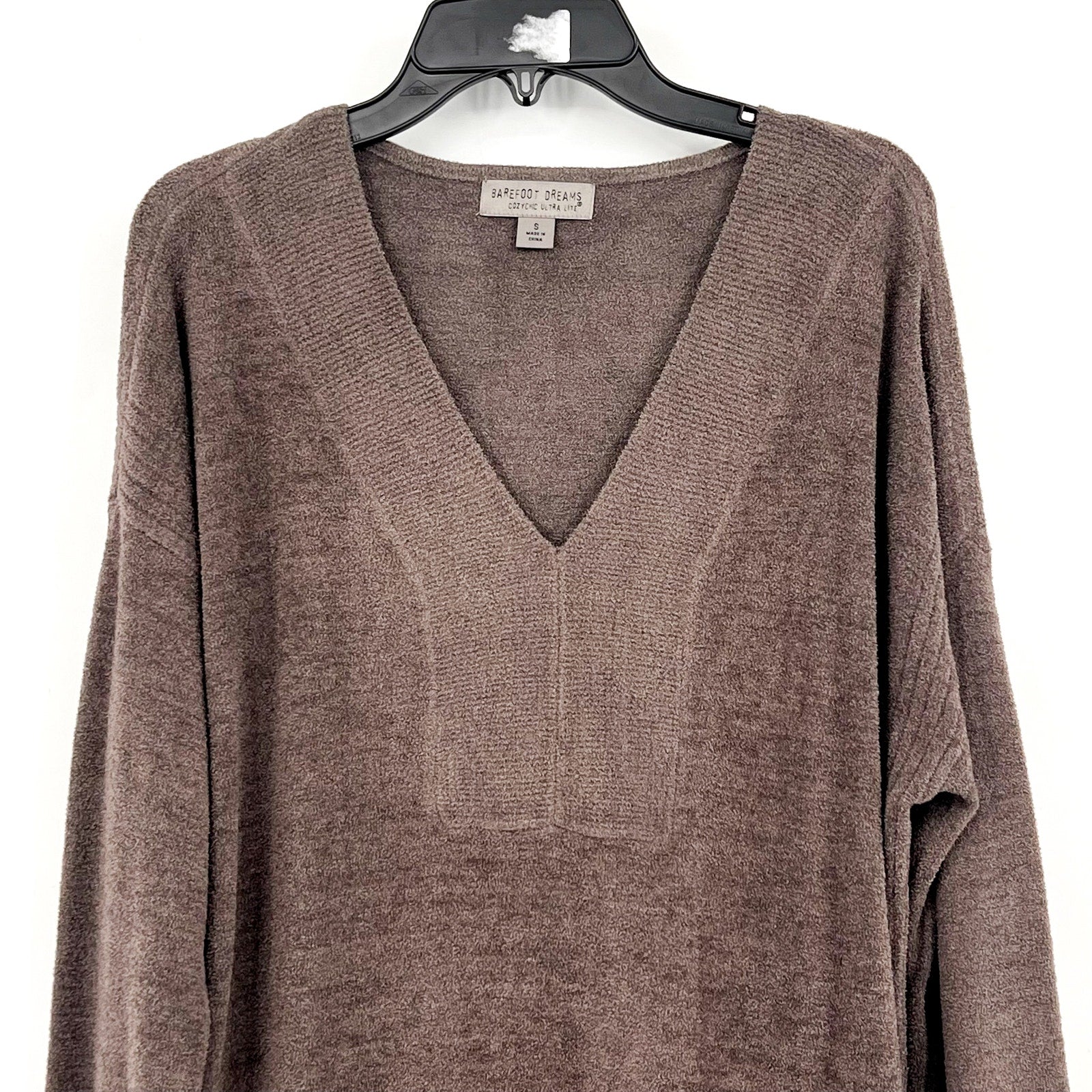 BAREFOOT DREAMS CozyChic Ultra Lite V-Neck Tunic Top Small Mineral Gray NWOT