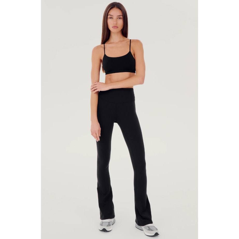SPLITS59 Women's Raquel High Waist Flared Legging Small Black Elastic Waist NWT