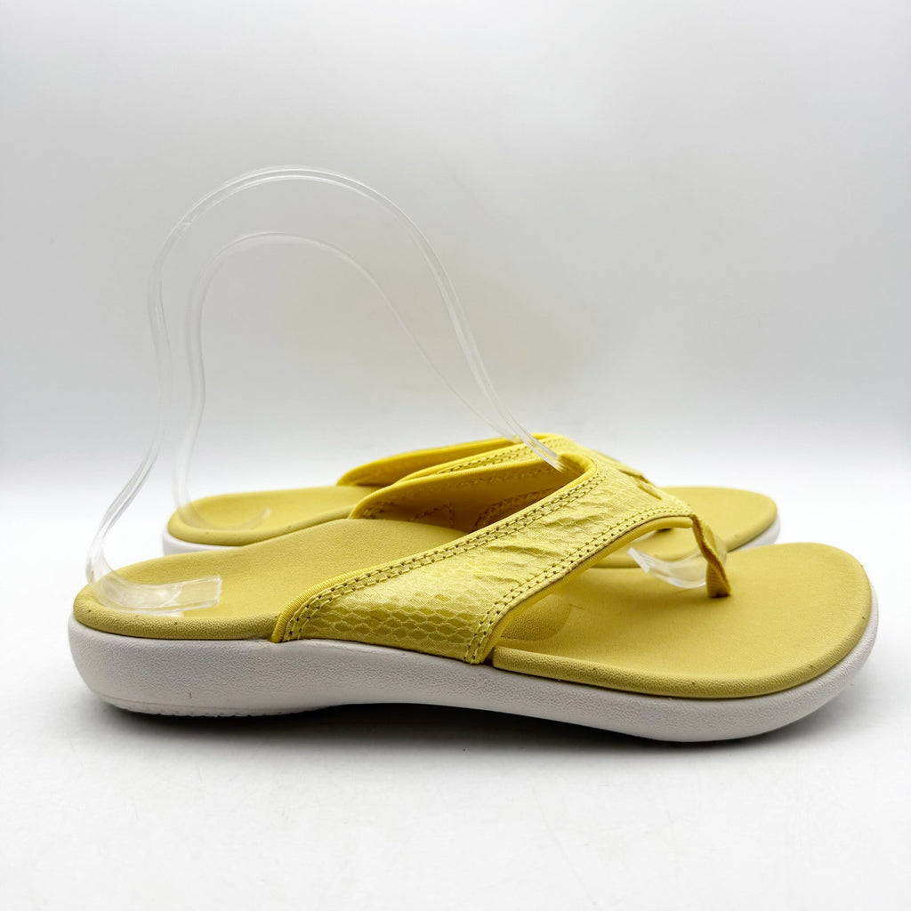 Spenco Womens Yumi Gecko Sandals US 7 WIDE Sundress Yellow Flip Flop NWOB