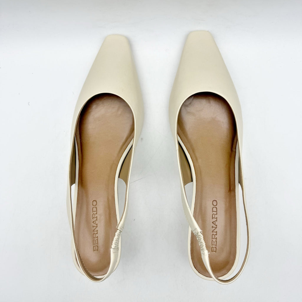 Bernardo Womens Ariella Pumps US 8 M Beige Eggshell Leather Slingback NIB