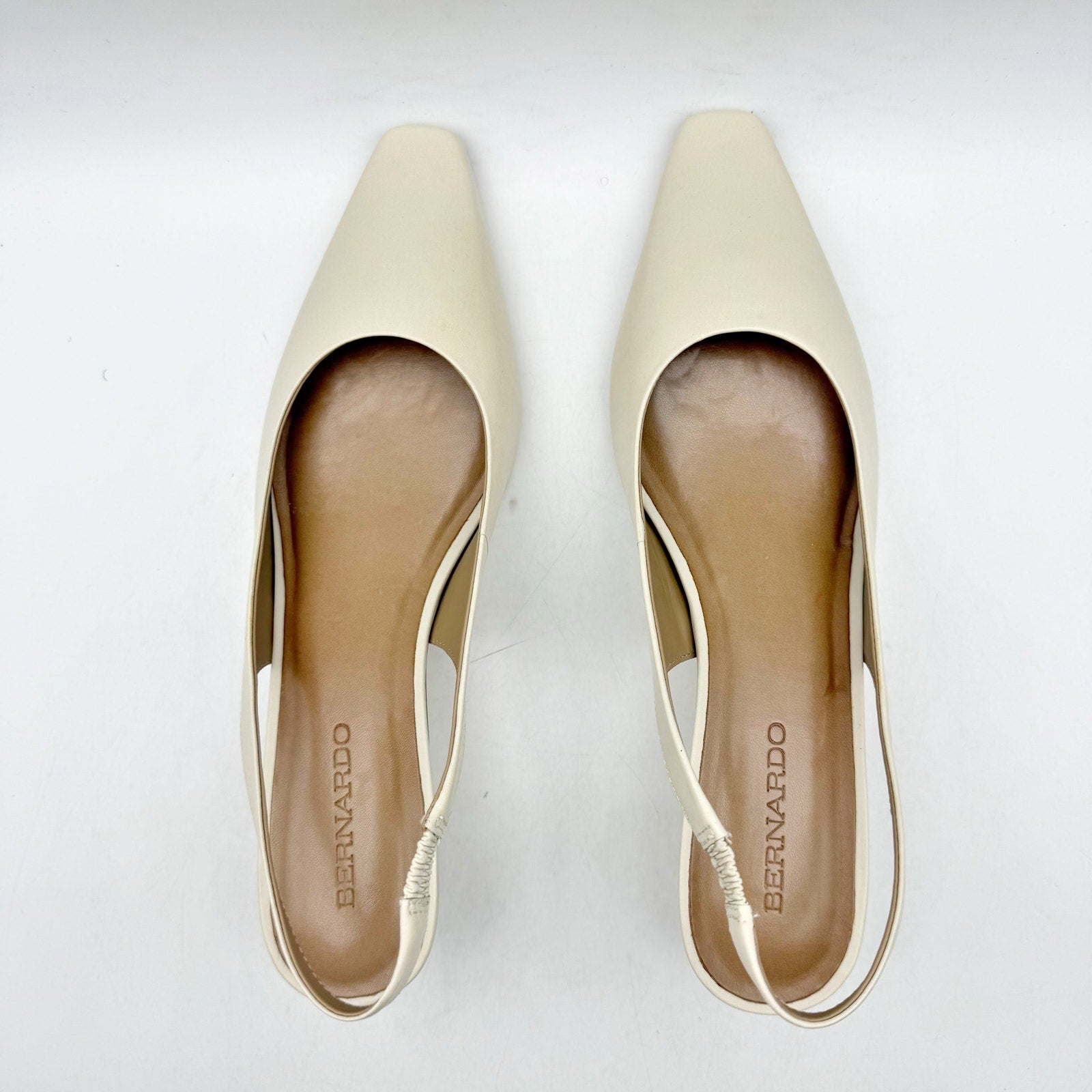 Bernardo Womens Ariella Pumps US 8 M Beige Eggshell Leather Slingback NIB