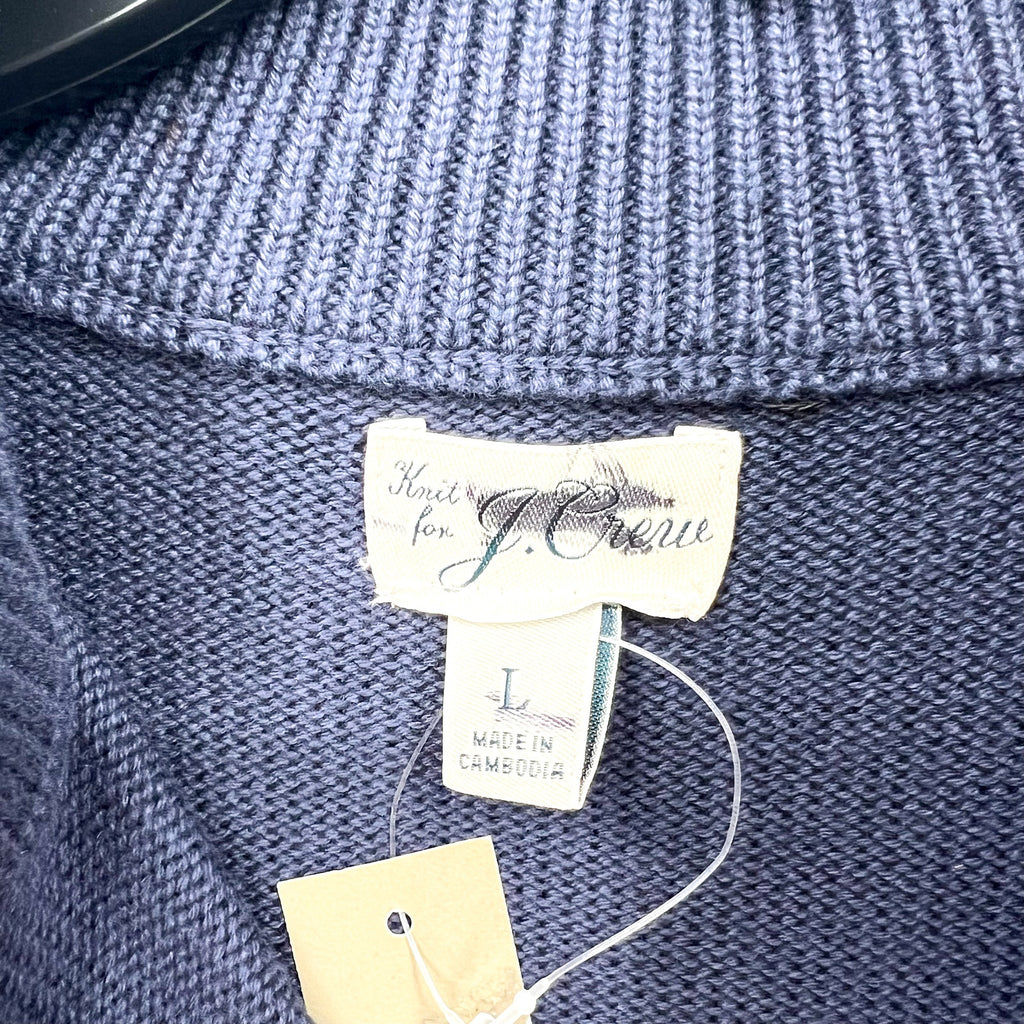 J.Crew Mens Heritage Cotton Half-Zip Sweater Large Navy Blue BT793 NWT