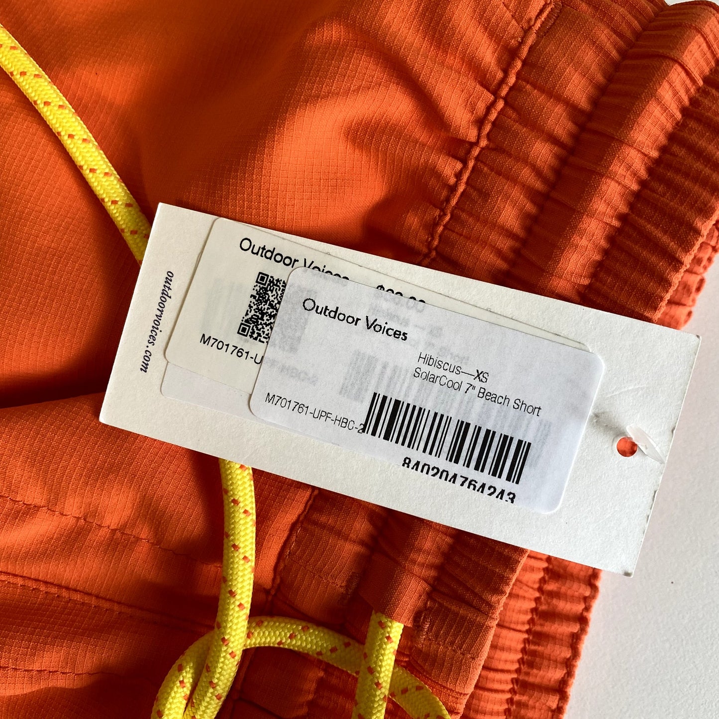 OUTDOOR VOICES Men's SolarCool 7" Beach Short XS Hibiscus Orange Mesh Liner NWT