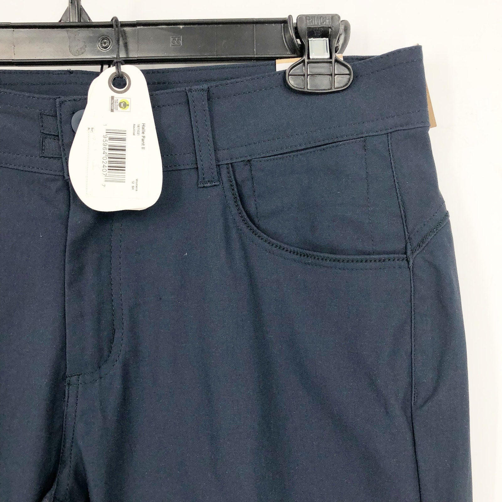 PRANA Women's Halle Pants II Size 12 Short Nautical Blue Water Repellent NWT