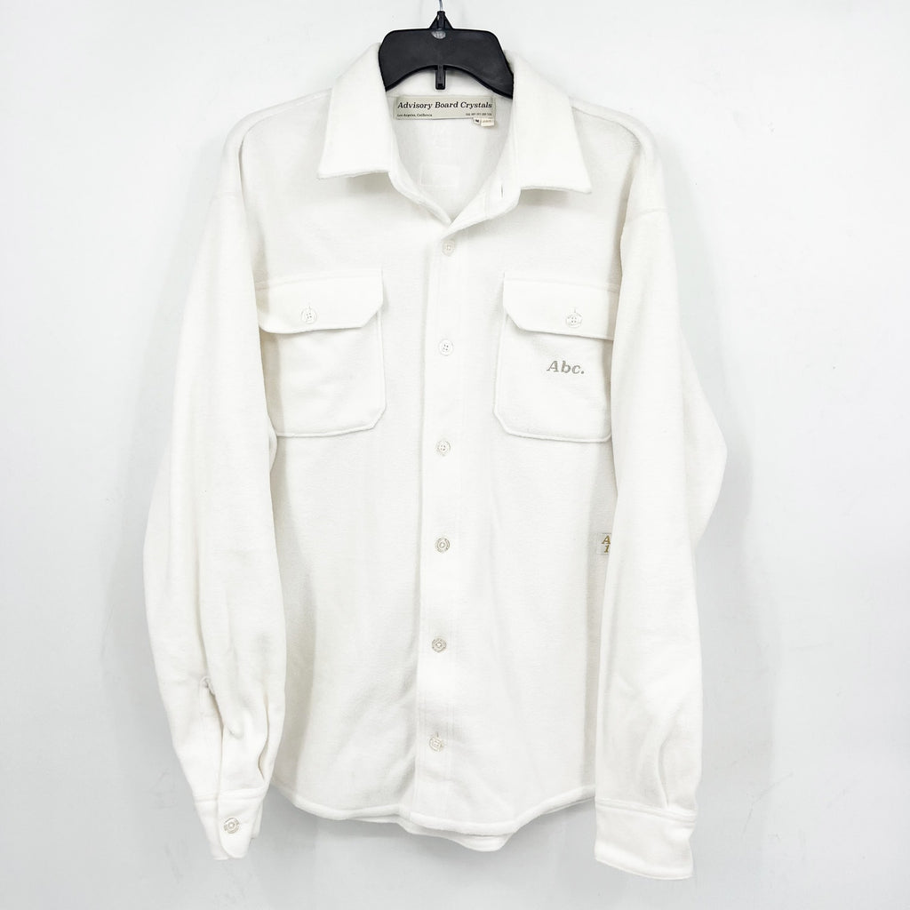 Advisory Board Crystals Mens Polar Shirt Jacket Medium White Fleece NWOT