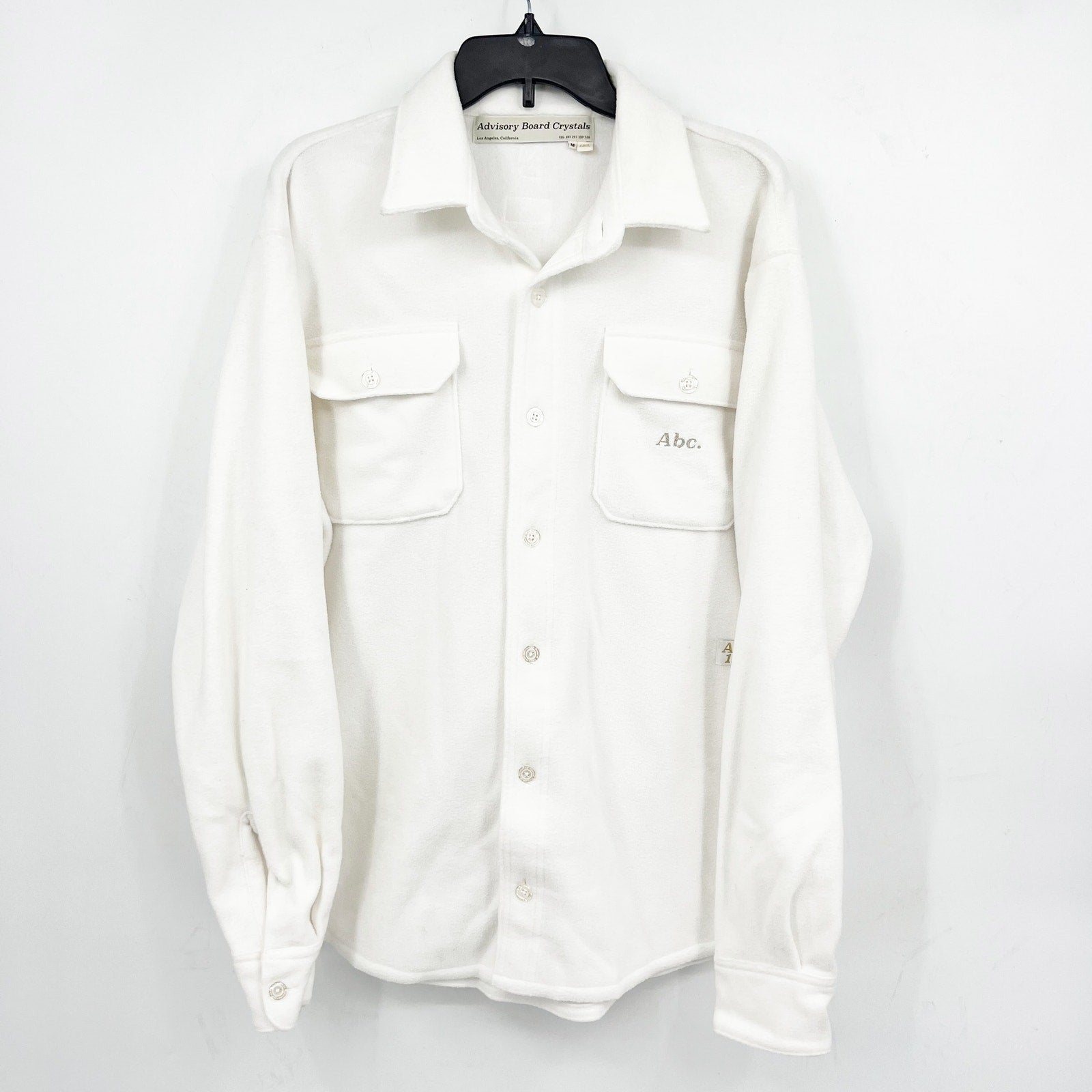Advisory Board Crystals Mens Polar Shirt Jacket Medium White Fleece NWOT