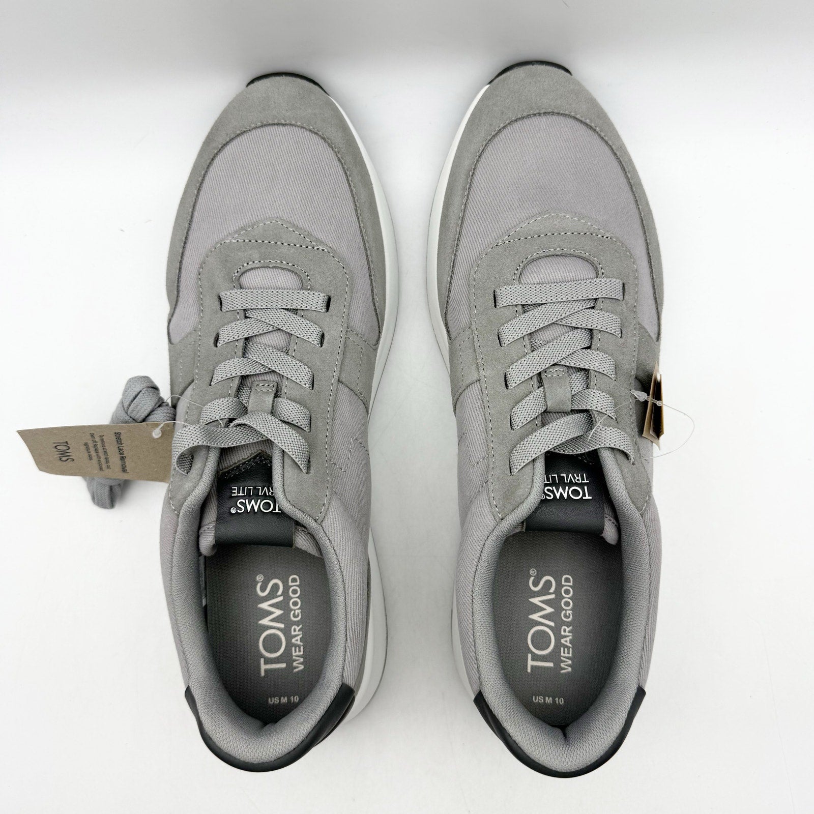 Toms Mens Travel Lite Retro Sneakers US 10 EU 43 Grey Suede NIB