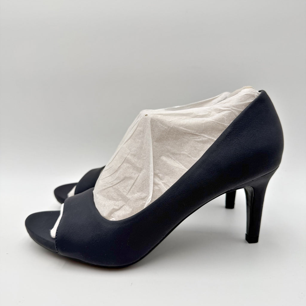 LifeStride Womens Mantra Peep Toe Pumps Size 7.5 Wide Navy Blue d'Orsay NIB