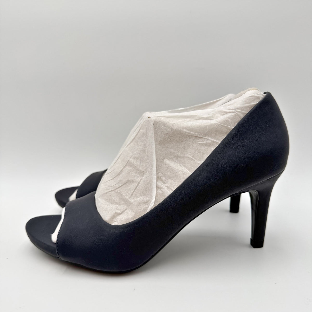 LifeStride Womens Mantra Peep Toe Pumps Size 7.5 Wide Navy Blue d'Orsay NIB