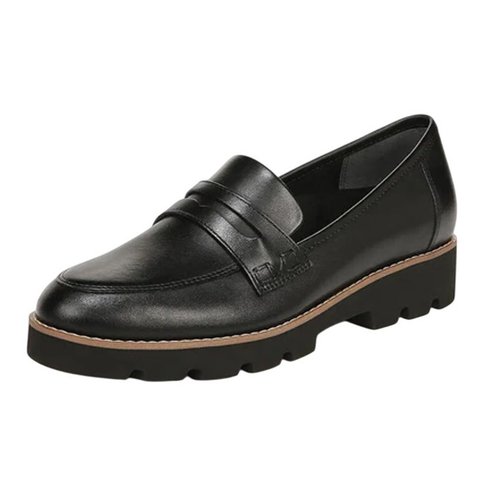 Vionic Womens Cheryl ll Loafers US 8 Wide EU 38.5 Black Leather NIB