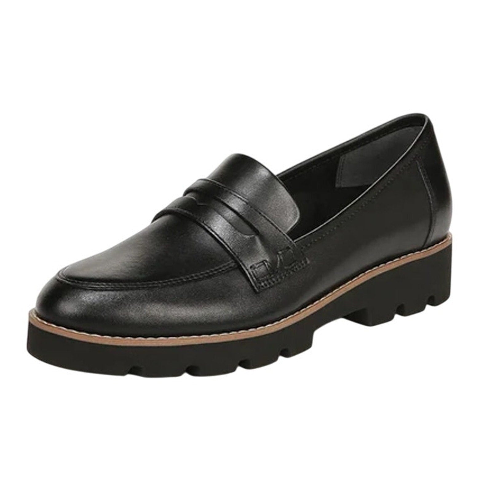 Vionic Womens Cheryl ll Loafers US 8 Wide EU 38.5 Black Leather NIB