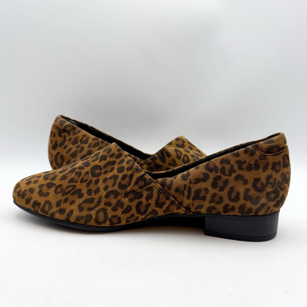 Clarks Womens Juliet Palm Loafers US 8.5 Wide EU 39.5 Brown Leopard Suede NWOB