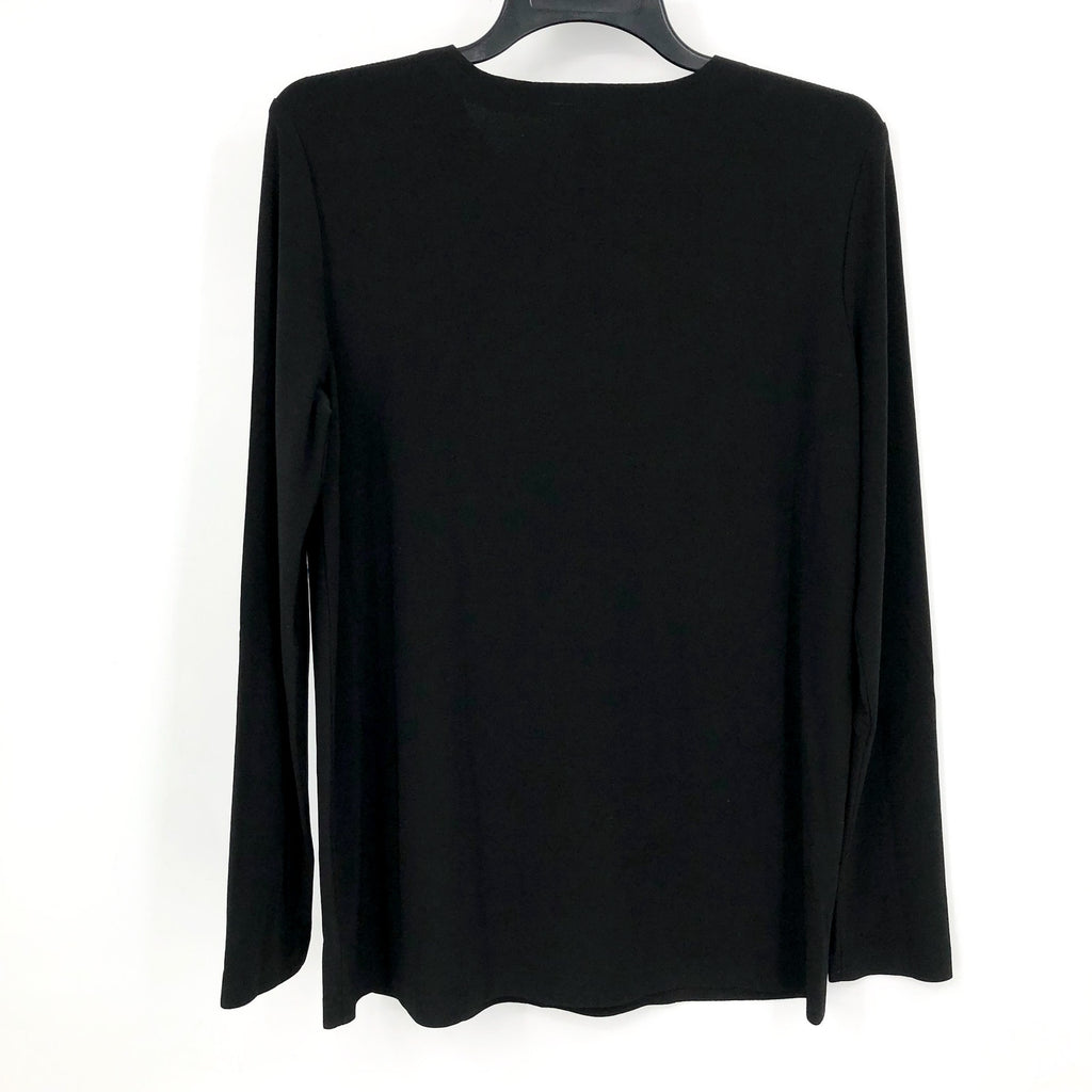NORMA KAMALI Women's Long Sleeve Crew Top Medium Black Stretch Jersey NWOT