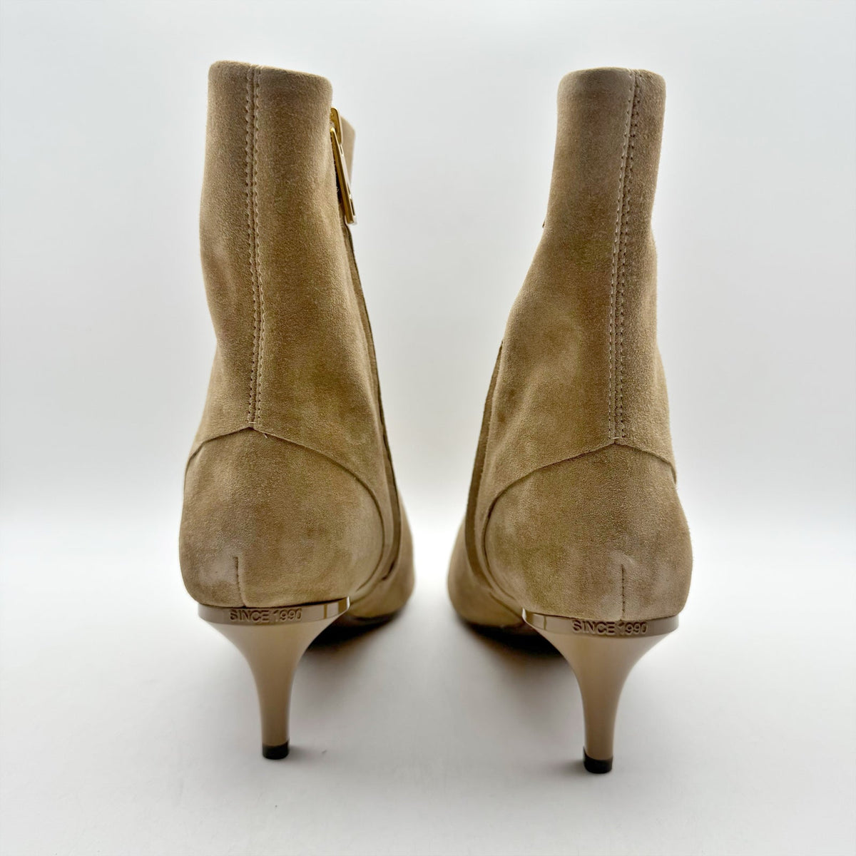 Franco Sarto Womens Anna Heel Ankle Bootie Size 8 M EU 38.5 Taupe Tan Suede NIB