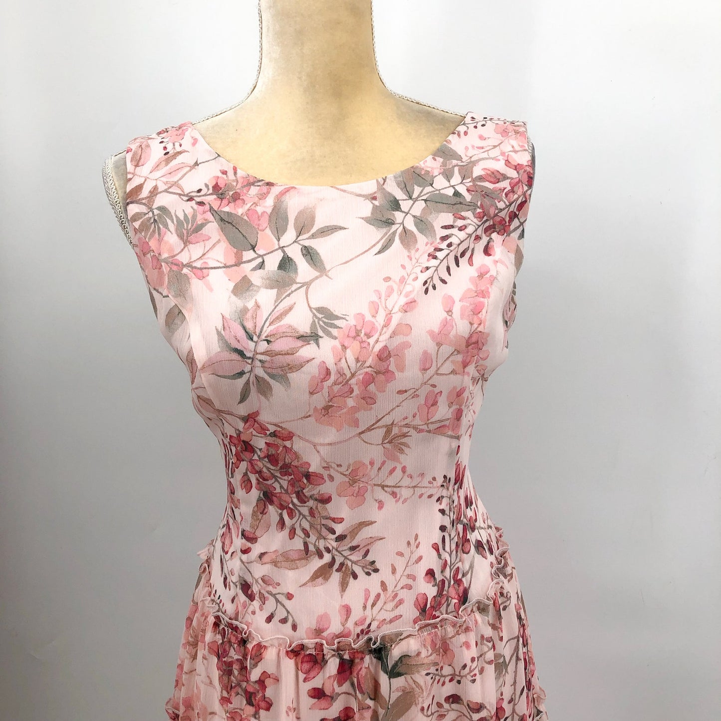 CONNECTED APPAREL Women's Sleeveless Chiffon Dress Size 4 Pink Floral Print NWT