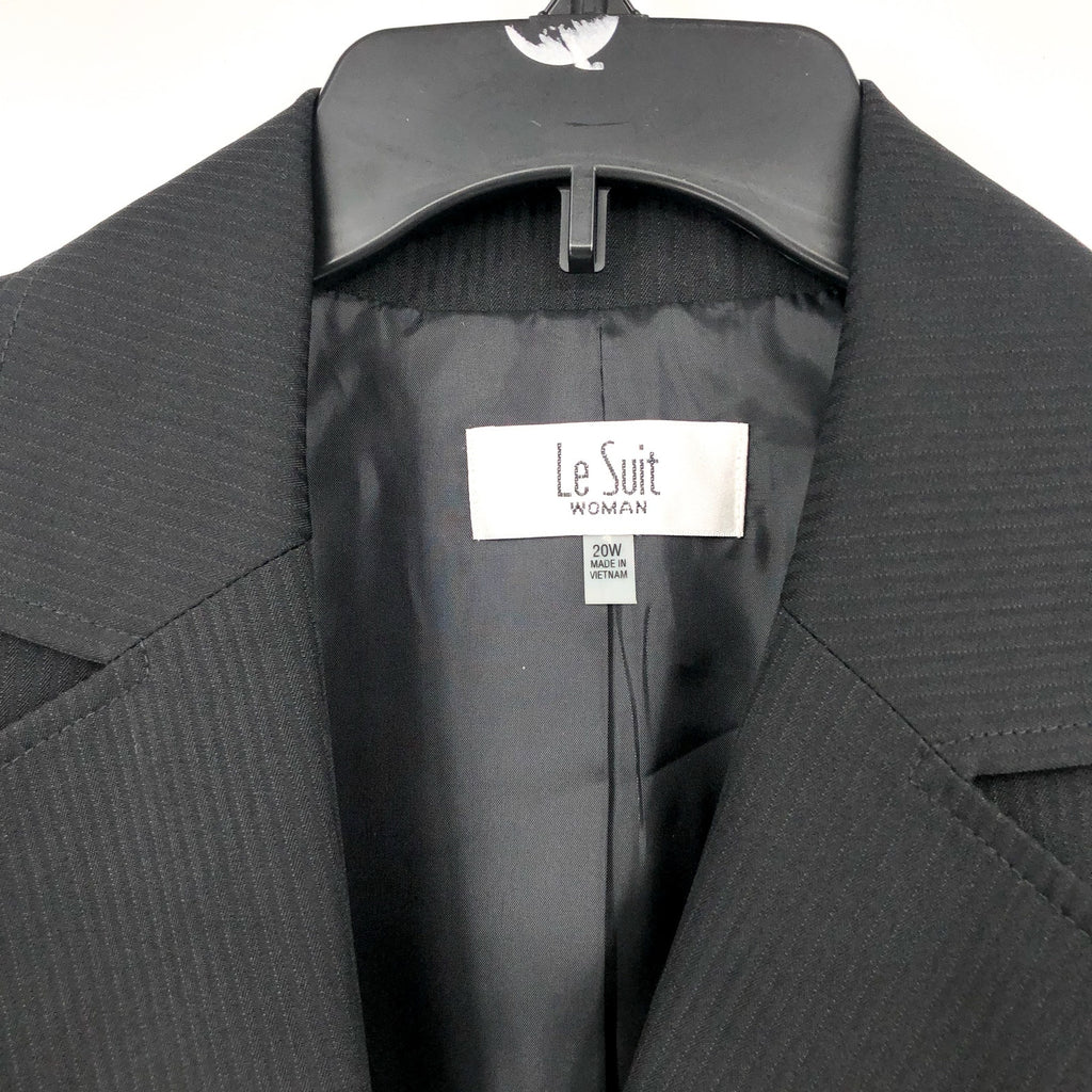 LE SUIT Womens Two Button Suit Jacket 20W Black Contrast Pinstripe Blazer NWT