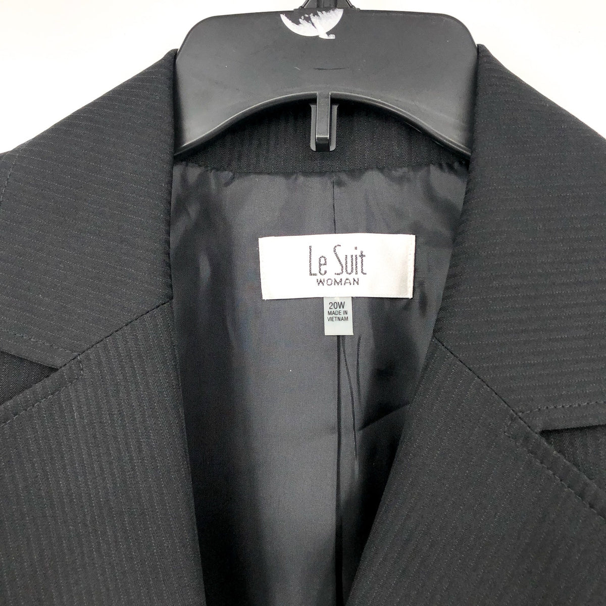 LE SUIT Womens Two Button Suit Jacket 20W Black Contrast Pinstripe Blazer NWT