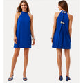 TRINA TURK Women's Tapa 2 Bow-Back Halter Mini Dress Size 6 Bewitching Blue NWT