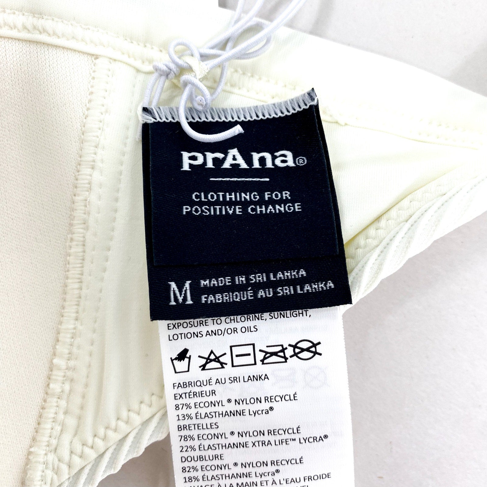 PRANA Women's Lexie Bikini Top Medium White Ottoman Horchata Halter NWT