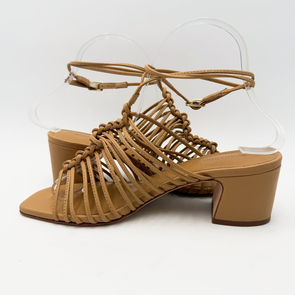 Bernardo Womens Briga Strappy Block Heel Sandals Size 6.5 Tan Dune Leather NWOB