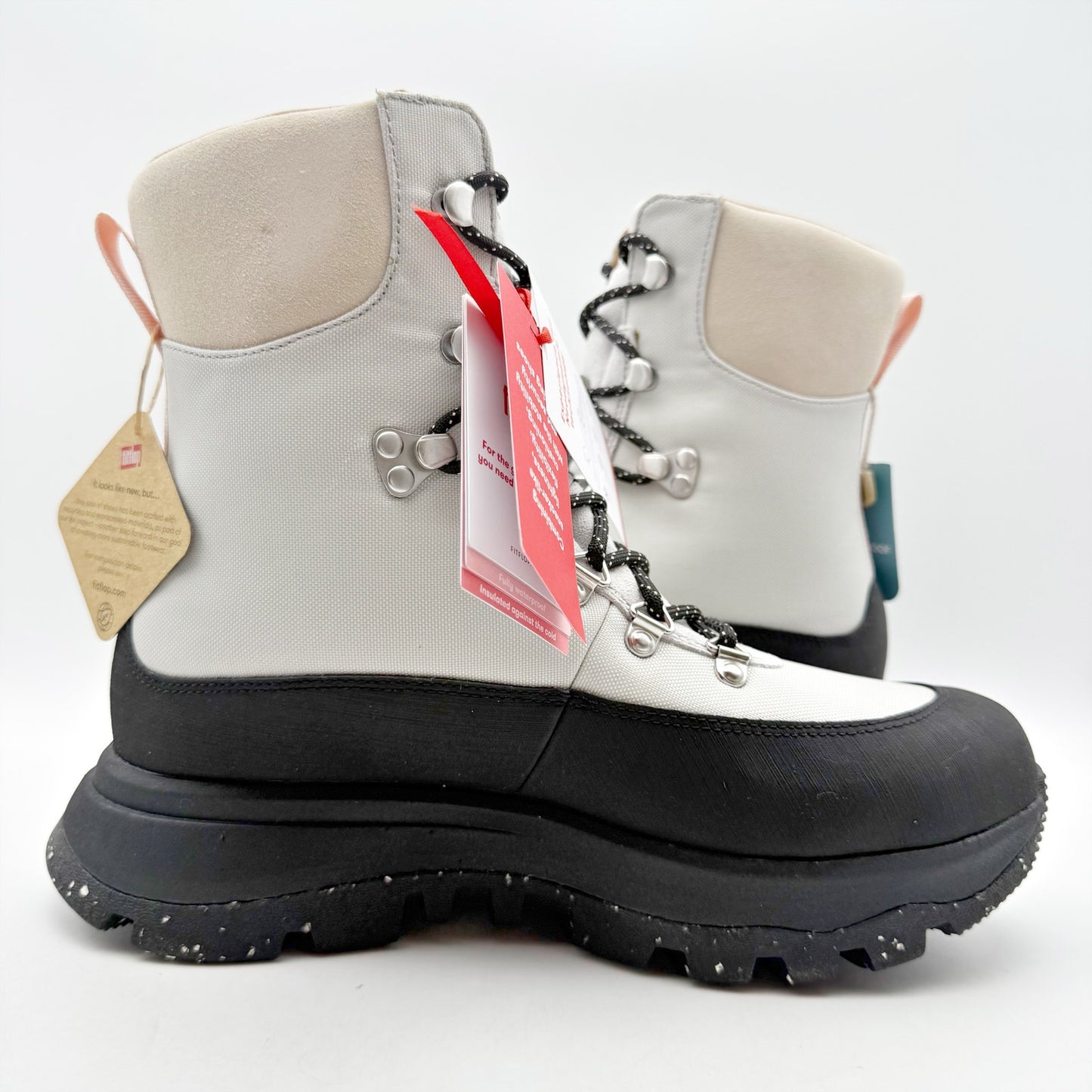 FitFlop Women NEO-D-HYKER E01 Walking Boot US 8 EU 39 White Black Waterproof NIB