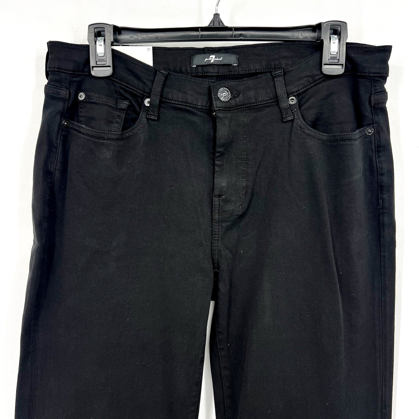 7 FOR ALL MANKIND Tailoress Dojo Flare Jeans Size 31 US 12 Black Illusion NWT