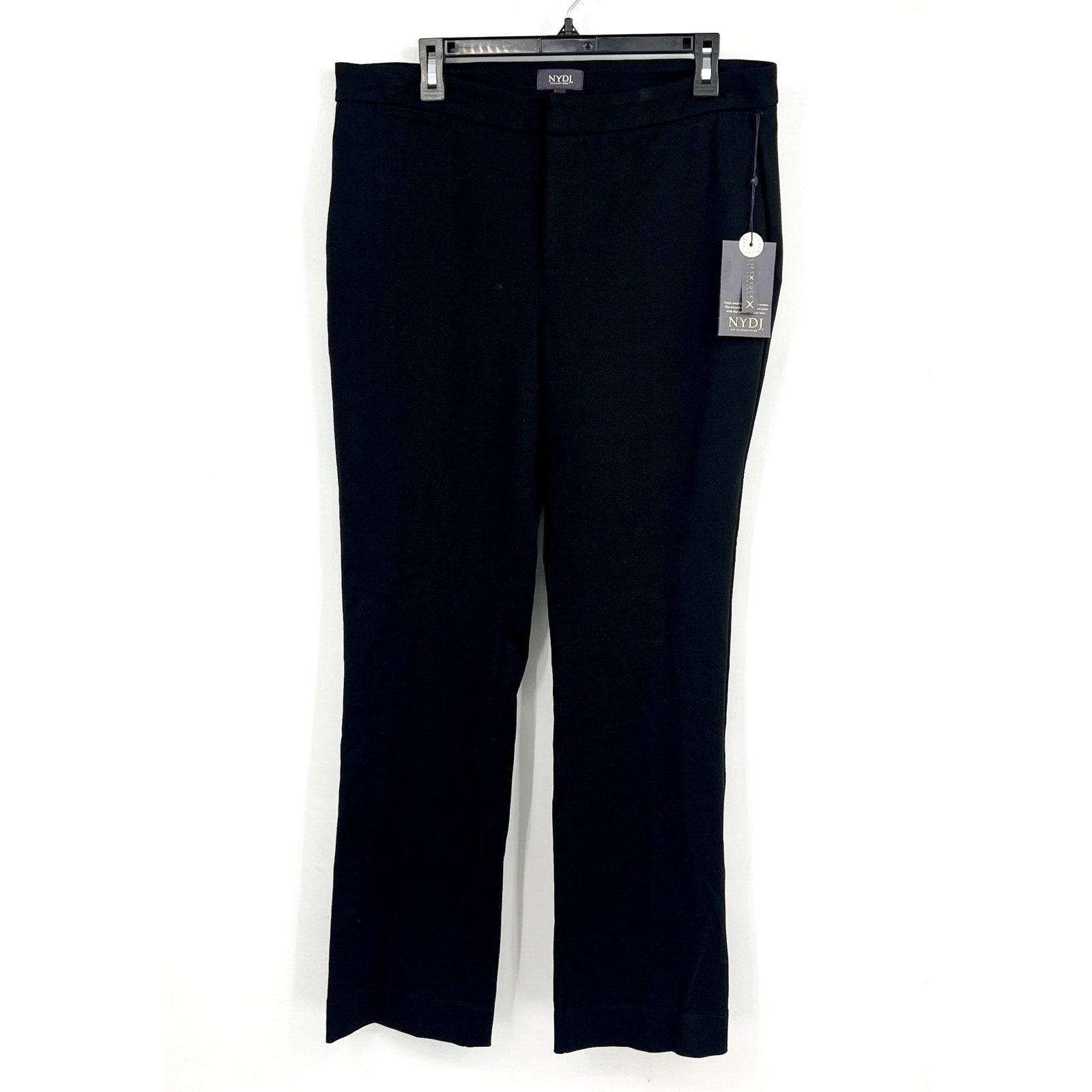NYDJ Women's Slim Trouser Pants Size 12 Black Ponte Knit High Rise NWT