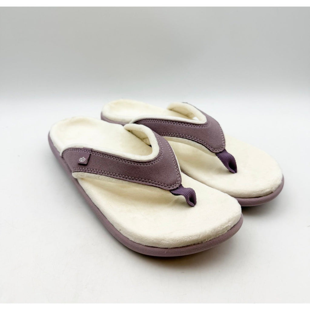 Spenco Womens Yumi Cozy Slipper Flip Flop Size 7 Plush Faux Fur Purple NIB
