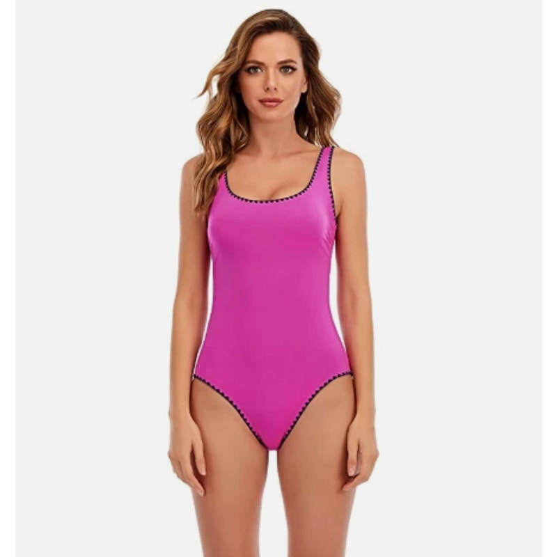 LUCKY BRAND Woman's Spring Shell Stitch One-Piece Swimsuit Medium Pink NWT