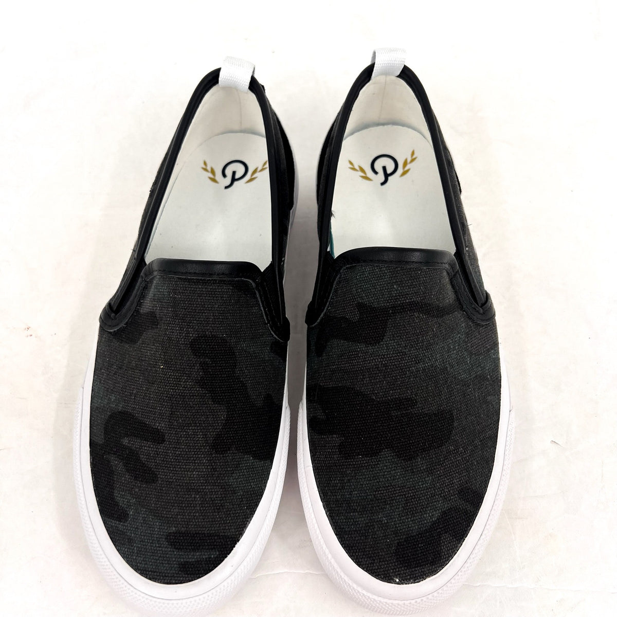 OFFICIAL PROGRAM Mens 7.5 Womens 9 STU-80 Slip On Sneakers Black White Camo NWOB