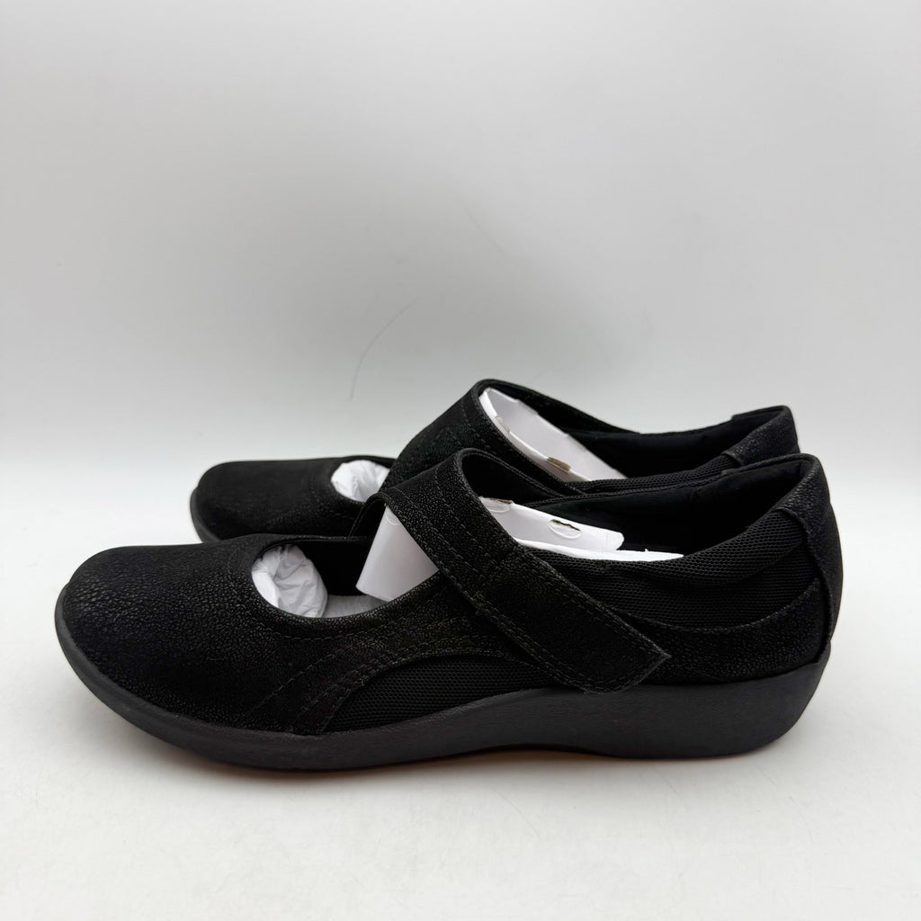 Clarks Womens Sillian Bella Mary Jane Shoes Size 7 M Black Vegan Nubuck NIB