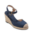 Cole Haan Women Cloudfeel Espadrille Platform Wedge Heel US 9.5 M Navy Linen NIB