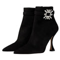 Stuart Weitzman Womens Crystal Nova Xcurve 100 Zip Bootie US 5 Black Suede NWOB