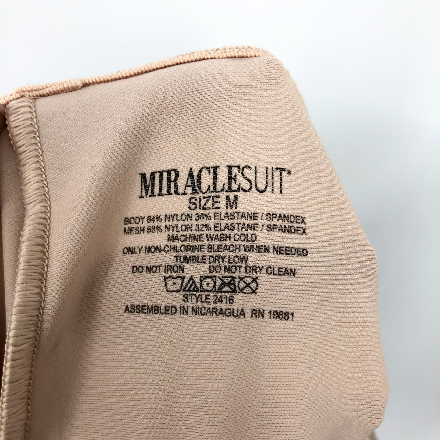 MIRACLE SUIT Instant Tummy Tuck High-Waist Boyshort Medium Warm Beige NWT