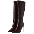 Tony Bianco Women Apollo Knee High Boot US 6.5 Brown Chocolate Croc Leather NWOB