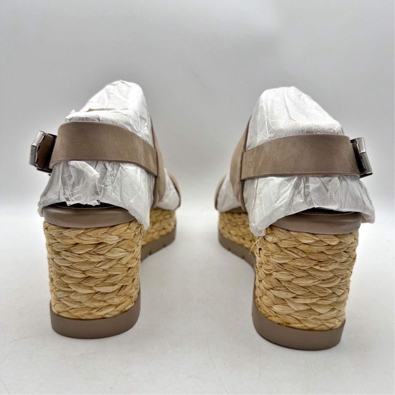 Vince Camuto Womens Maipelle Espadrille Wedge Sandals US 10 Taupe Leather NWOB