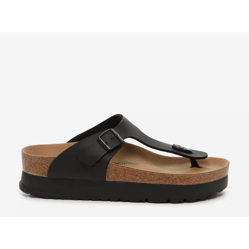 Birkenstock Papillio Womens Gizeh Platform Sandals EU 37 US 6 Black Leather NWOB