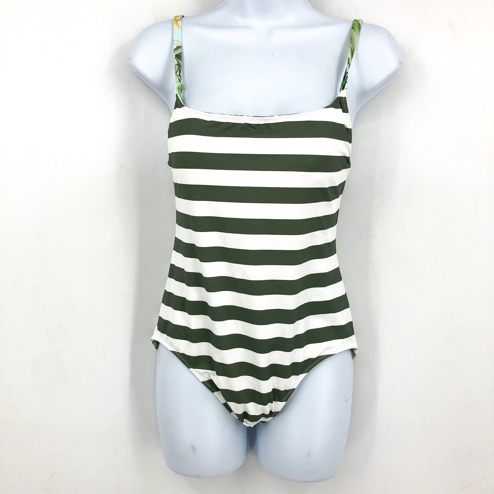 TOMMY BAHAMA Paradise Frond Reversible One-Piece Swimsuit Size 6 Green White NWT