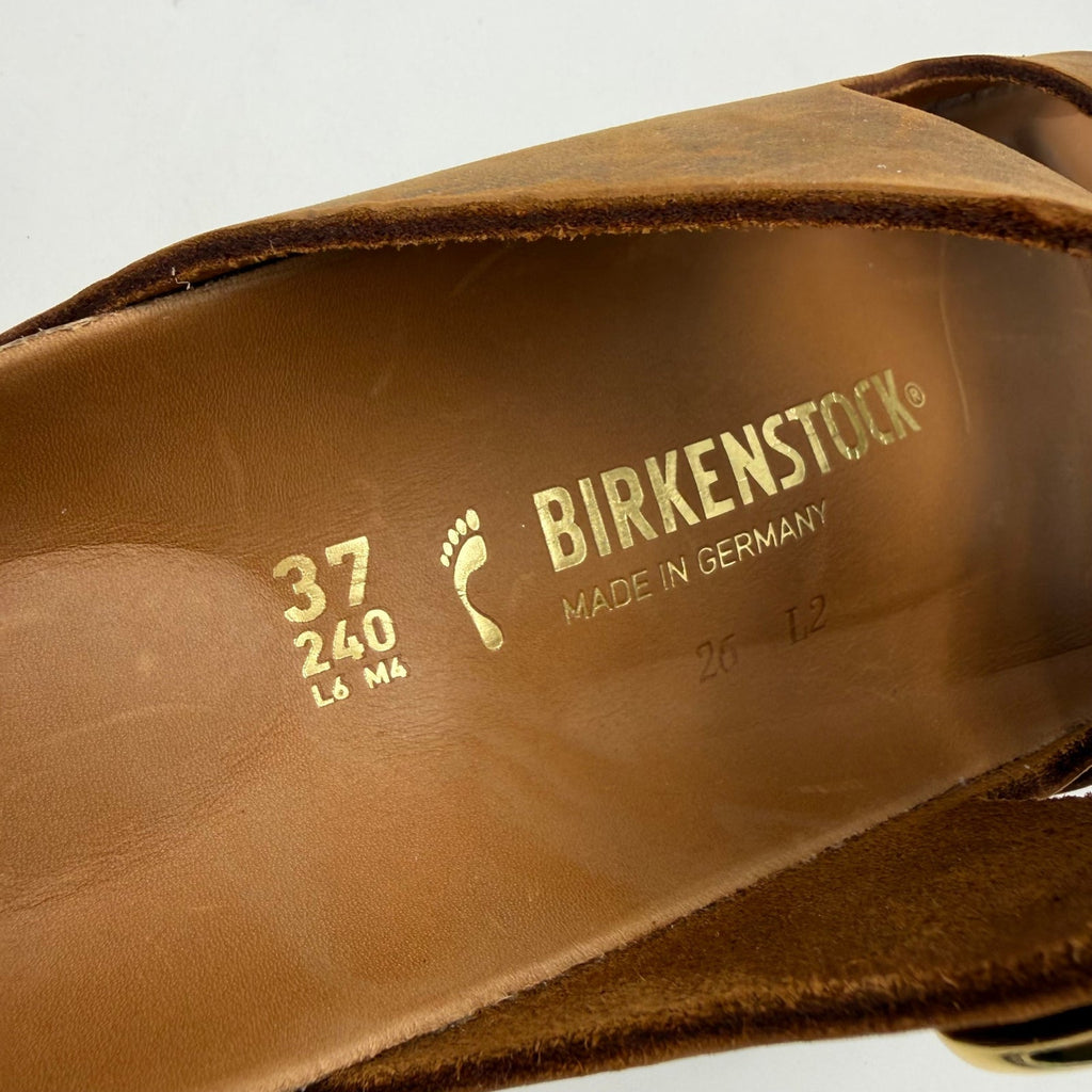 Birkenstock Womens Arizona Big Buckle Sandal EU 37 US 6 Narrow Brown Cognac NWOB